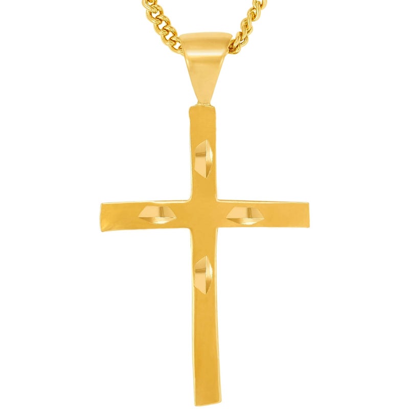 LIFETIME JEWELRY Four Diamond Cuts Cross Necklace 24k Gold Plated for Women Men - Image 5